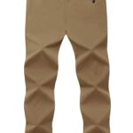 TBMPOY Men’s Lightweight Hiking Pants with Belt 5 Zip Pockets Waterproof Quick-dry Travel Fishing Work Outdoor Pants Dark Khaki L