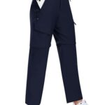 MoFiz Women’s Hiking Zip Off Pants Waterproof Convertible Shorts for Camping Sweatpants Cargo Work with Pockets Navy M