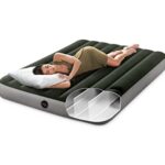 INTEX 64778E Dura-Beam Standard Prestige Air Mattress: Fiber-Tech – Full Size – Hand-Held Battery Pump – 10in Bed Height – 600lb Weight Capacity Green
