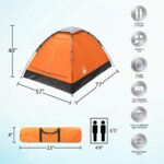 2-Person Camping Tent – Includes Rain Fly and Carrying Bag – Lightweight Compact Outdoor Tent for Backpacking, Hiking, or Beaches by Wakeman (Orange)