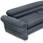 Intex Corner Sofa L-Shaped Inflatable Indoor Relaxing Lounge Sectional Couch with Built-in Cupholders for Home Living Rooms, Gray