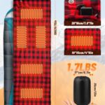 Heated Sleeping Bag Liner, 5 Heating Zones, Electirc Sleeping Bag Heater for Cold Weather Camping Backpacking or Hiking, Multi USB Power Supported (Battery NOT Included)