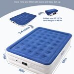 OhGeni Queen Size Air Mattress with Built in Pump, 18 Inch Elevated Quick Inflation/Deflation Inflatable Bed,Durable Blow Up Mattresses for Camping,Travel,Home,Guests,Indoor,Blue Portable Rest Airbed