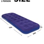 JEAOUIA Single Size Air Mattress for Inflatable – Portable Blue Blow Up Mattresses with Flocked top – Double Foldable Air Bed for Tent Camping Home Travel Backpacking