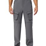 Little Donkey Andy Men’s Zip Off Convertible Quick Dry Cargo Pants Stretch Lightweight Hiking Travel Camping Grey L