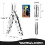 FLISSA Multitool, 16-in-1 Multitools with Sheath, Stainless Steel EDC Multitool, Pocket Knife, Bottle Opener, Screwdriver, Pocket Multi-Tool for Camping, Handwork, Hunting, Hiking, Fishing