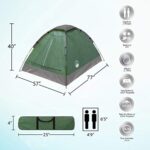 2-Person Camping Tent – Shelter with Rain Fly and Carrying Bag – Lightweight Outdoor Tent for Backpacking, Hiking, and Beach by Wakeman (Green)