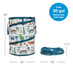 Camco Pop-Up Utility Container | Features Heavy Duty Liner & Zipper Close Lid | Holds 30-Gallon Kitchen-Size Trash Bags | Stands 2-Ft Tall & Collapses for RV Storage and Organization (42997)