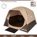 LOYEAHCAMP Tents for Camping 4 Person Tent Waterproof Easy Setup Dome Family Tent with Rainfly Large Tents for Outdoor Camping&Hiking,Polyurethane Material, Khaki