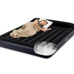 INTEX 64149ED Dura-Beam Standard Pillow Rest Air Mattress: Fiber-Tech – Queen Size – Built-in Electric Pump – 10in Bed Height – 600lb Weight Capacity,Navy