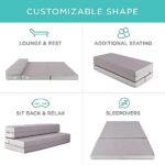 Best Choice Products 4in Portable Mattress Folding Mattress Topper Queen for Camping, Guest, Toddler, Foam Plush w/Carry Case – Gray