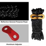 LEOCFY 6 Pack 4mm Outdoor Guy Lines Tent Cords Reflective Canopy Wind Rope Lightweight Camping Rope with Aluminum Guylines Adjuster for Tent Tarp, Canopy Shelter, Camping, Hiking, Backpacking (Black)
