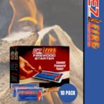 EZ FIRE FIRESTARTER for Fireplace, Campfire, or Grills. Safe, All Purpose, Effective, Waterproof, Windproof Fire Starter Gel Packets for Indoor or Outdoor Use. 10 Pack