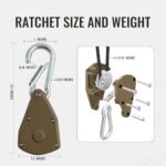 2pcs 15ft Ratchet Tie Down Rope Canopy Tent Tie Downs Strap Retractable Hanger with Hooks Reinforced Metal Gear for Camping Essentials 5/32″…