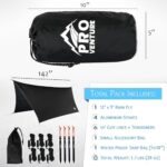 Pro Venture Waterproof Hammock Rain Fly [12ft x 9ft] – Portable Large Camping Tarp – Premium Lightweight Ripstop Nylon Cover – Fast Set Up + Accessories – A Camping Gear Essential! 12×9 ft HEX Shape