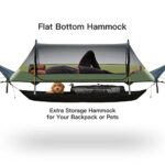 Night Cat Flat Lay Hammock Tent with Mosquito Net Waterproof Rainfly Storage Room for 1 Person Backpacking Hiking Camping Lightweight 440LBS 87x28x19in Army Green
