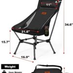 AnYoker Camping Chair, 2 Way Compact Backpacking Chair, Portable Folding Chair, Beach Chair with Side Pocket and headrest, Lightweight Hiking Chair 0166 (Tan)