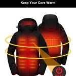 OKIPOO Women’s Heated Jacket with Battery Pack, Heat Puffer Coat with 90% Duck Down, Detachable Hood, Warm Coat for Camping