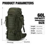 Mardingtop 60L Molle Hiking Internal Frame Backpacks with Rain Cover for Camping,Backpacking,Travelling(Army Green)