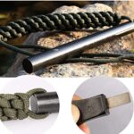 bayite 1/2 x 6 Inch Survival Drilled Flint Steel Fire Starter Ferrocerium Rod Kit with Striker-Pro Striker Paracord Landyard Handle Large