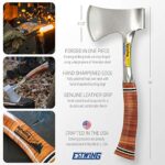Estwing Sportsman’s Axe – 14″ Camping Hatchet with Forged Steel Construction & Genuine Leather Grip – E24A