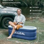 JCLEAL Inflatable Bench Chair, Portable Blow Up Couch Ottoman with Air Pump, Foldable Comfy Bedroom Bench Sofa for Camping Picnics Hiking Beach Music Festivals Traveling Indoor Outdoor