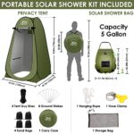 FUN ESSENTIALS Solar Shower Tent Kit, 2 Pcs, Instant Pop Up Privacy, 5 Gallon Bag, Sun Canopy Beach Outdoor Camp Privacy Tent, Easy Set Up, Foldable