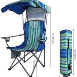Elevon Camp Chairs with Shade Canopy Chair Folding Camping Recliner Support with Carrying Bag, Multi-Color