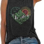 LUKYCILD Adventure Awaits Tanks Top Women Hiking Mountain Outdoors Vest Wanderlust Explore More Tee Camping Athletic Shirts Grey