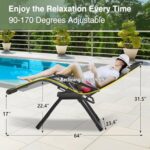 Slendor Zero Gravity Chairs,26″ Padded Zero Gravity Recliner, Lounge Chair for Outside, Lawn Patio Chair with Aluminum Alloy Lock, Foot Rest, Cup Holder, Support 440lbs, Black