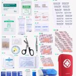Evantek First Aid Kit Medical Med – 155 Pcs Kit Waterproof Emergency Kit for Camping Hiking Home Outdoor Truck Vehicle Car Fishing Travel Biking (RED) 1