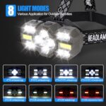Headlamp Rechargeable, 14 LED 22000 High Lumen Super Bright Head Lamp with Red Light, Waterproof Lightweight Head Light, 8+2 Modes Forehead Head Flashlight for Outdoor Running Hiking Camping Gear