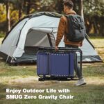 SMUG Folding Zero Gravity Chair, Set of 2 Outdoor Lounge Chairs, Portable Reclining Camping Chair with Adjustable Pillow and Cup Holder Trays for Patio Garden Lawn Beach, Blue