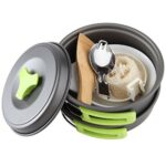MalloMe Camping Cookware Mess Kit for Backpacking Gear – Camping Cooking Set – Backpack Camping Pot and Pans Set – Portable Camping Stove and Backpacking Stove Compatible – Camp Accessories Equipment