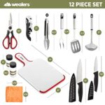 11 Piece Camp Kitchen Cooking Utensil Set Travel Organizer Grill Accessories Portable Compact Gear for Backpacking BBQ Camping Hiking Travel Cookware Kit Water Resistant Case (Orange)