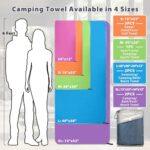 SYOURSELF 2 Pack Microfiber Camping Towel, Quick Dry Towel, Soft Absorbent Compact Travel Gym Workout Sweat Towel for Beach Yoga Swim Travel Camping Hiking Backpack Essentials (L:60″x30″+12″x24″)