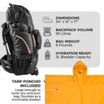 TETON Sports Grand 5500 Ultralight Plus Backpack; Lightweight Hiking Backpack for Camping, Hunting, Travel, and Outdoor Sports , Black, 34″ x 15″ x 17″