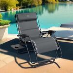 TIMBER RIDGE Oversized Zero Gravity Chair, 33In Wide XXL Zero Gravity Reclining Chair with Side Table, Full Padded Lounge Chair for Outdoor Camping Patio Lawn, Heavy Duty Supports 500lbs, Grey-1 Pack