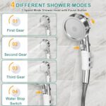 Portable Shower for Camping, Rechargeable Electric Camping Shower Pump with Battery Level Display, Multiple Spray Head with 3-Speed Mode & Pause Button for Outdoor Travel,Hiking, Easy to Store