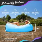 Nevlers Blue & Green Inflatable Couch 2 Pack | 210T Polyester Blow Up Couch | No-Pump Inflatable Chair Set | Sofa Bed Chair w/ 450 lbs. Capacity, Pockets & Carry Bags for Use as Portable Hammock