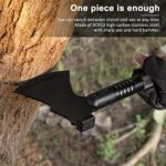 Suprock Survival Shovel High Carbon Steel Tactical Shovel Axe Folding Entrenching Tool Camping Hiking Shovel Carrying Pouch Car Emergency Survival Gear