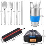 Outdoor Camping Mess Kit – 1 to 2 Persons Camping Dishes Includes Cups, Bowls, Dishes, Knives, Forks, Spoons, Etc, Camping Dinnerware Set with Mesh Bag is Easy to Carry Camping Tableware Set