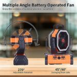 Camping Fan Battery Powered Fan with LED Lantern, ???????? Portable Camping Fan for tents, 8H Timer & 270°Rotation Rechargeable Fan Battery Operated Fan, USB Desk Fan Beach Fan Outdoor Fan with Hook