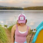 Funky Junque Patch Mesh Baseball Hat – Happy Camping (Burgundy)