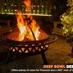 fissfire 35 Inch Fire Pit, Outdoor Wood Burning Fire Pit Crossweave with Spark Screen Fire Poker with 2 Loops, for Backyard Patio Garden Bonfire, Black