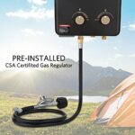 Propane Water Heater Tankless, thermomate 1.32GPM Outdoor Portable Gas Water Heater, On Demand Hot Water for Camping, Boats, RV, Hiking, 5L Black