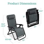 Best Choice Products Oversized Zero Gravity Chair, Folding Outdoor Patio Recliner, XL Anti Gravity Lounger w/Removable Cushion, Cup Holder, Side Tray, 350lb Capacity – Fossil Gray