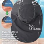 Camptrace Wide Brim UPF 50+ UV Protection Hiking Sun Hats Fishing Gardening Hats with Large Neck Flap for Womens Mens Nylon, Dark Grey