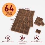 Fire Starter Squares 64 – Fire Starters for Fireplace,Chimney,BBQ Grill,Camping Fire,Wood Stove – Water Resistant and Safe Odourless – Camping Accessories