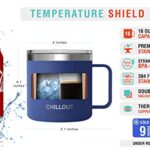 CHILLOUT LIFE Stainless Steel 16 oz Vacuum Insulated Coffee Mug with Handle and Lid, Large Thermal Camping Coffee Mug Cup with Durable Sliding Top for Men & Women – Keeps Beverages Hot/Cold